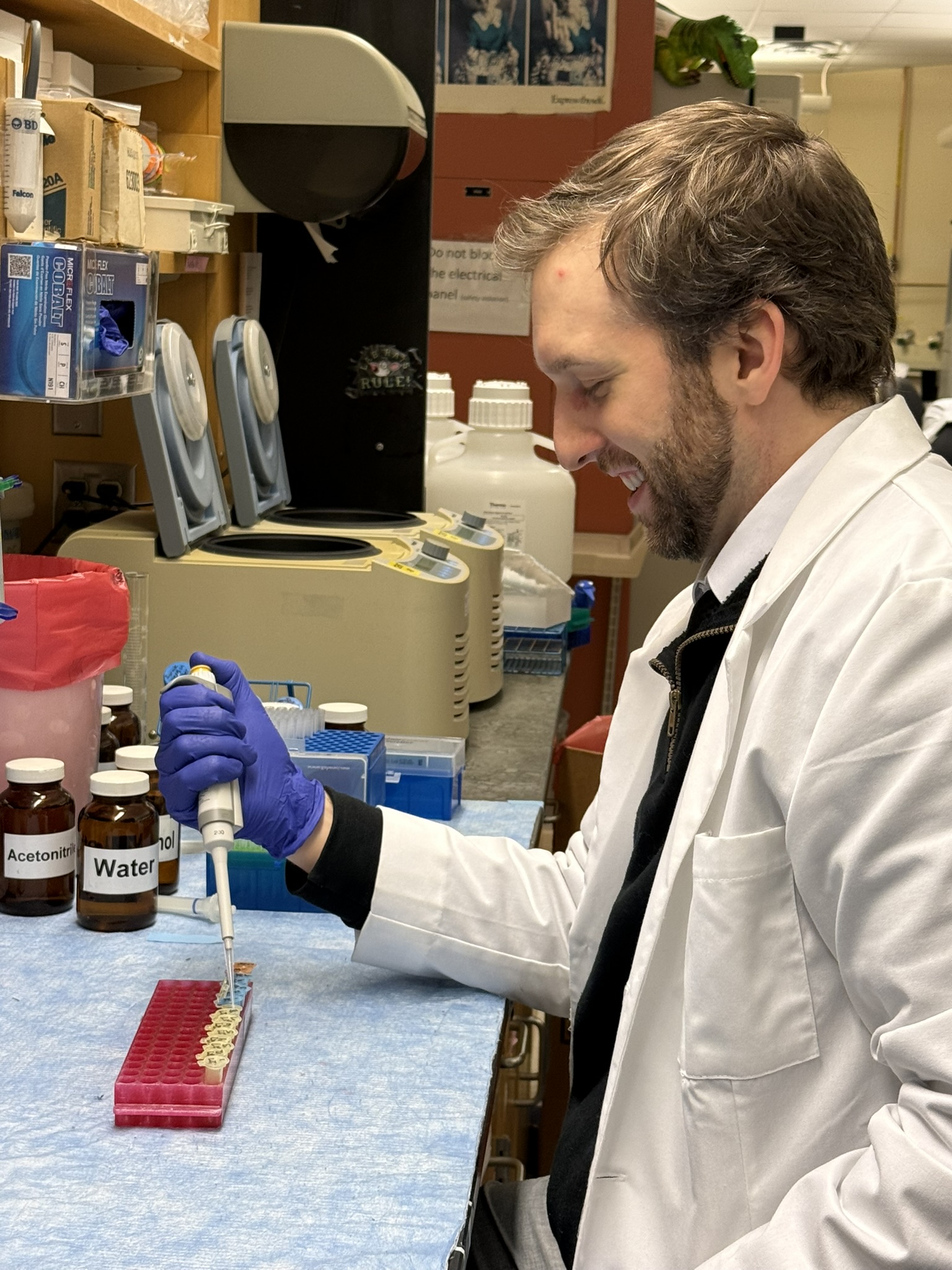 Graduate student researcher at the bench